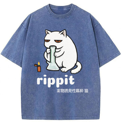 Tokyoviva Rippit Cat Washed T-shirt