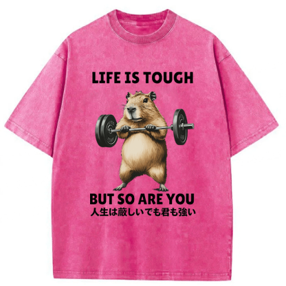 Tokyoviva Capybara Life Is Tough But So Are You Washed T-shirt