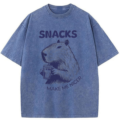 Tokyoviva Capybara Eating Snacks Washed T-shirt