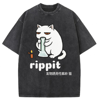 Tokyoviva Rippit Cat Washed T-shirt