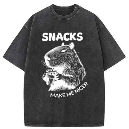 Tokyoviva Capybara Eating Snacks Washed T-shirt