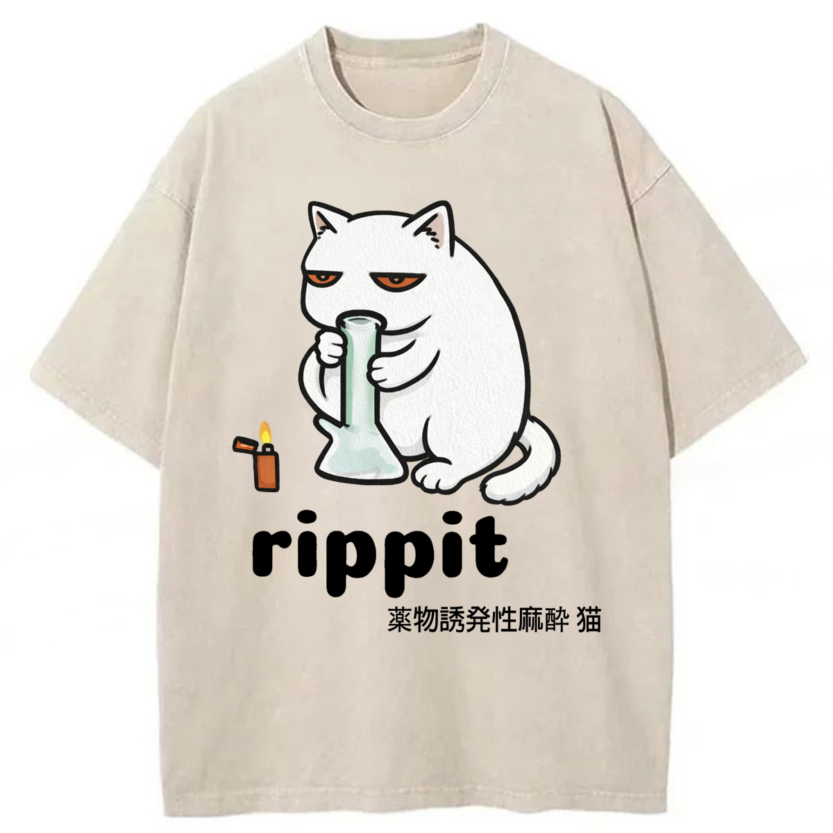 Tokyoviva Rippit Cat Washed T-shirt
