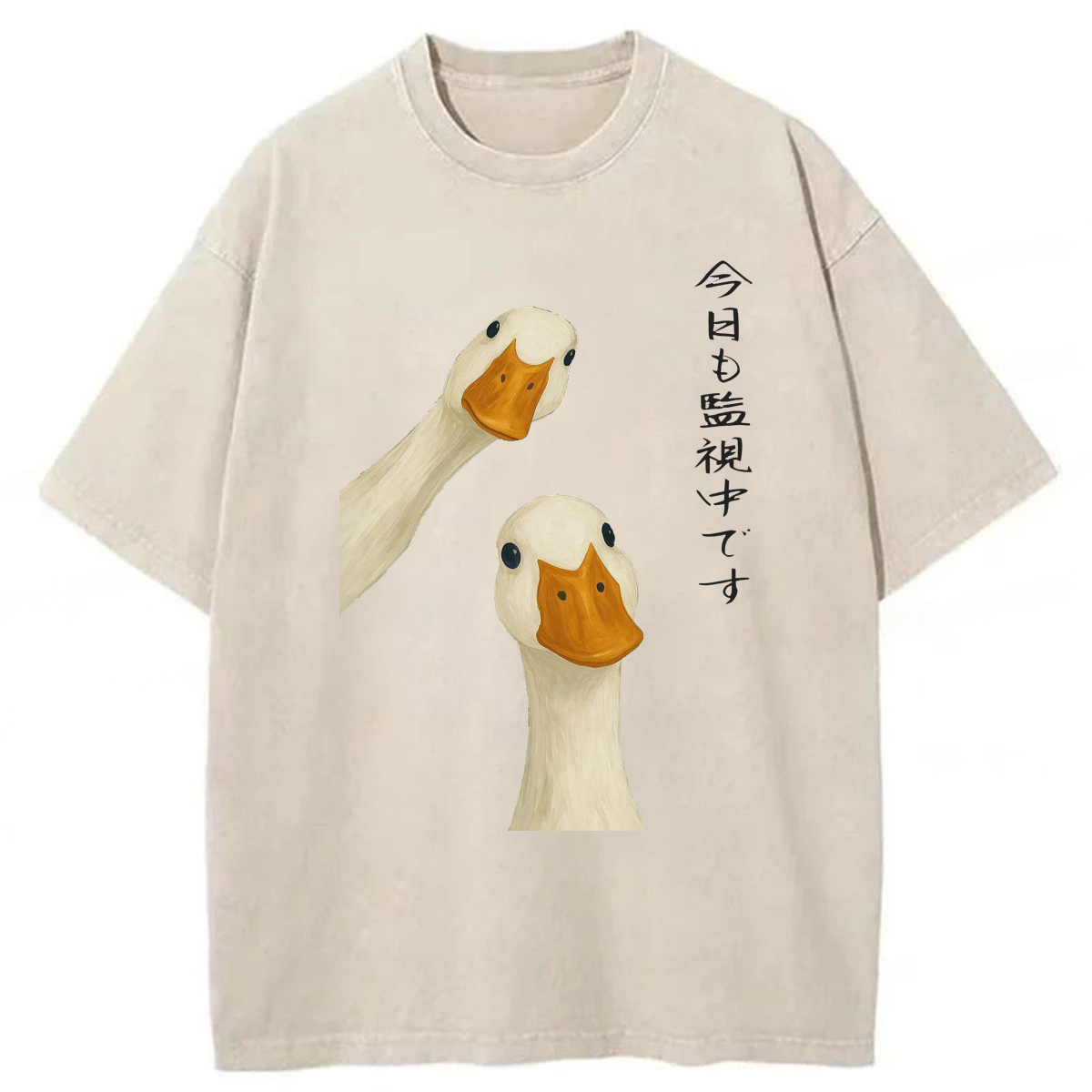 Tokyoviva Japanese The Goose Is Watching Today Washed T-shirt