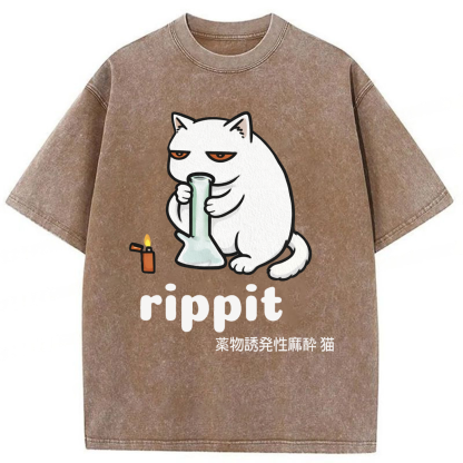 Tokyoviva Rippit Cat Washed T-shirt