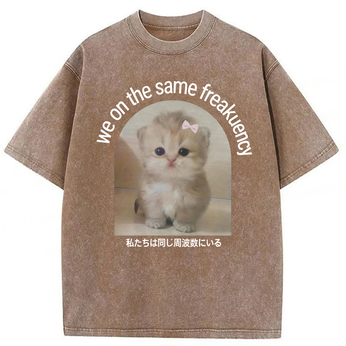 Tokyoviva We On The Same Freakuency Cat Washed T-shirt