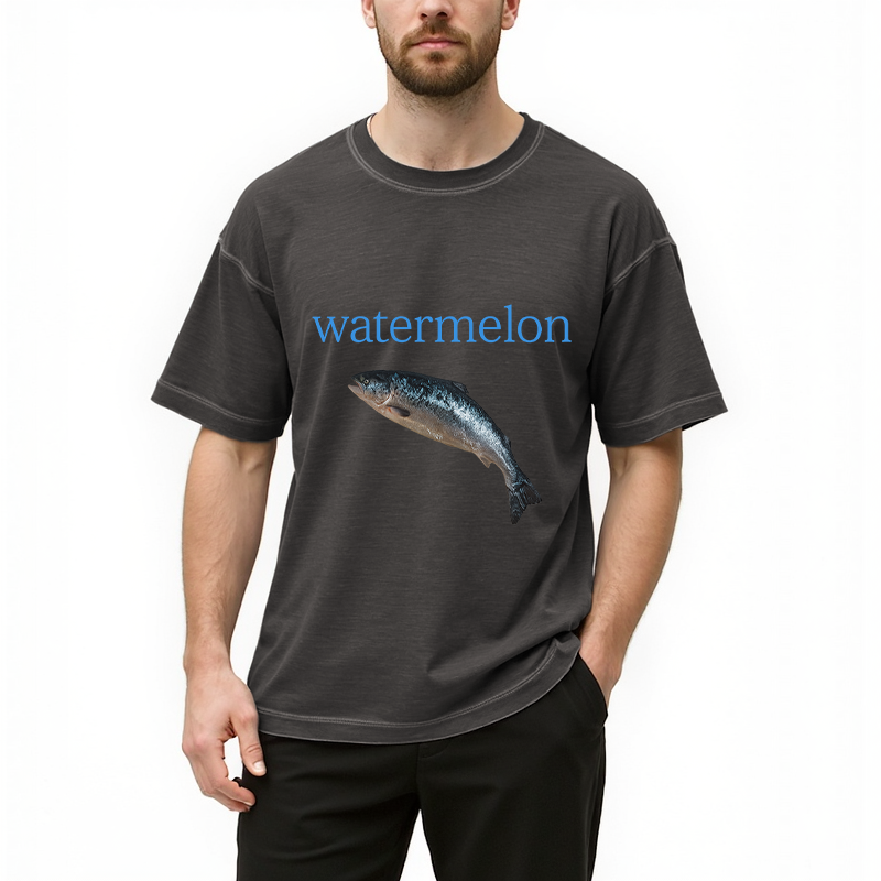 Watermelon Fish Gradient Washed T-Shirt