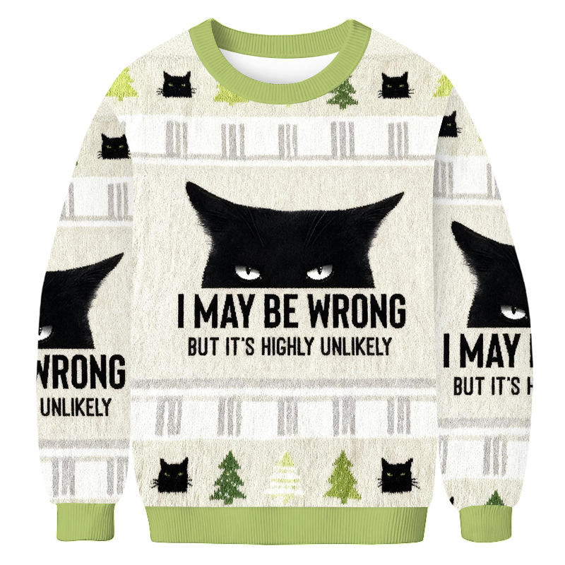 Baddiecat Cat Can Do No Wrong Christmas Ugly Sweatshirt