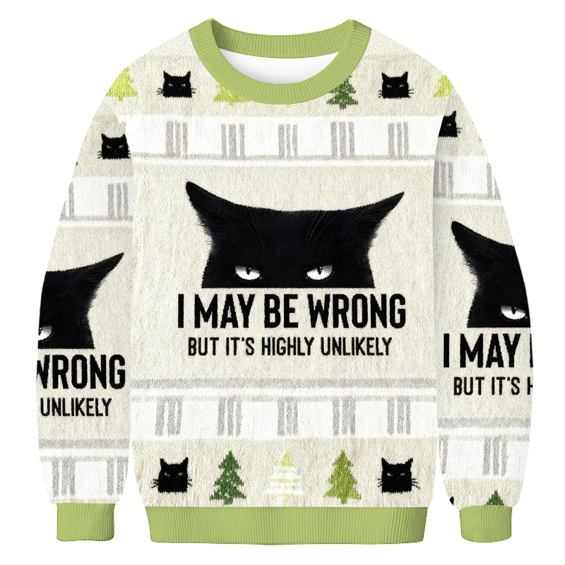 Tokyoviva Cat Can Do No Wrong Christmas Ugly Sweatshirt