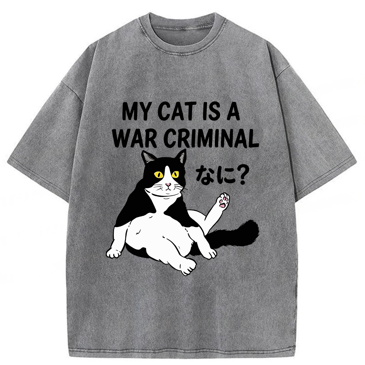 Tokyoviva Cat My Cat Is A War Criminal Washed T-shirt