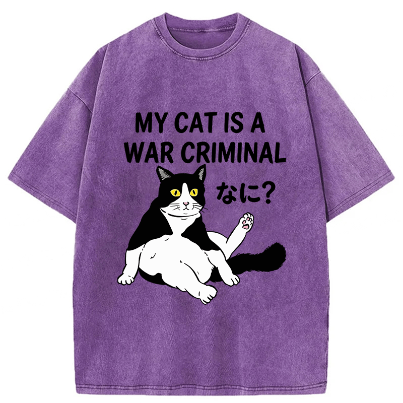 Tokyoviva Cat My Cat Is A War Criminal Washed T-shirt