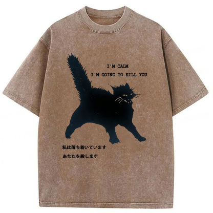 Tokyoviva Calmly Hate Cats Washed T-shirt