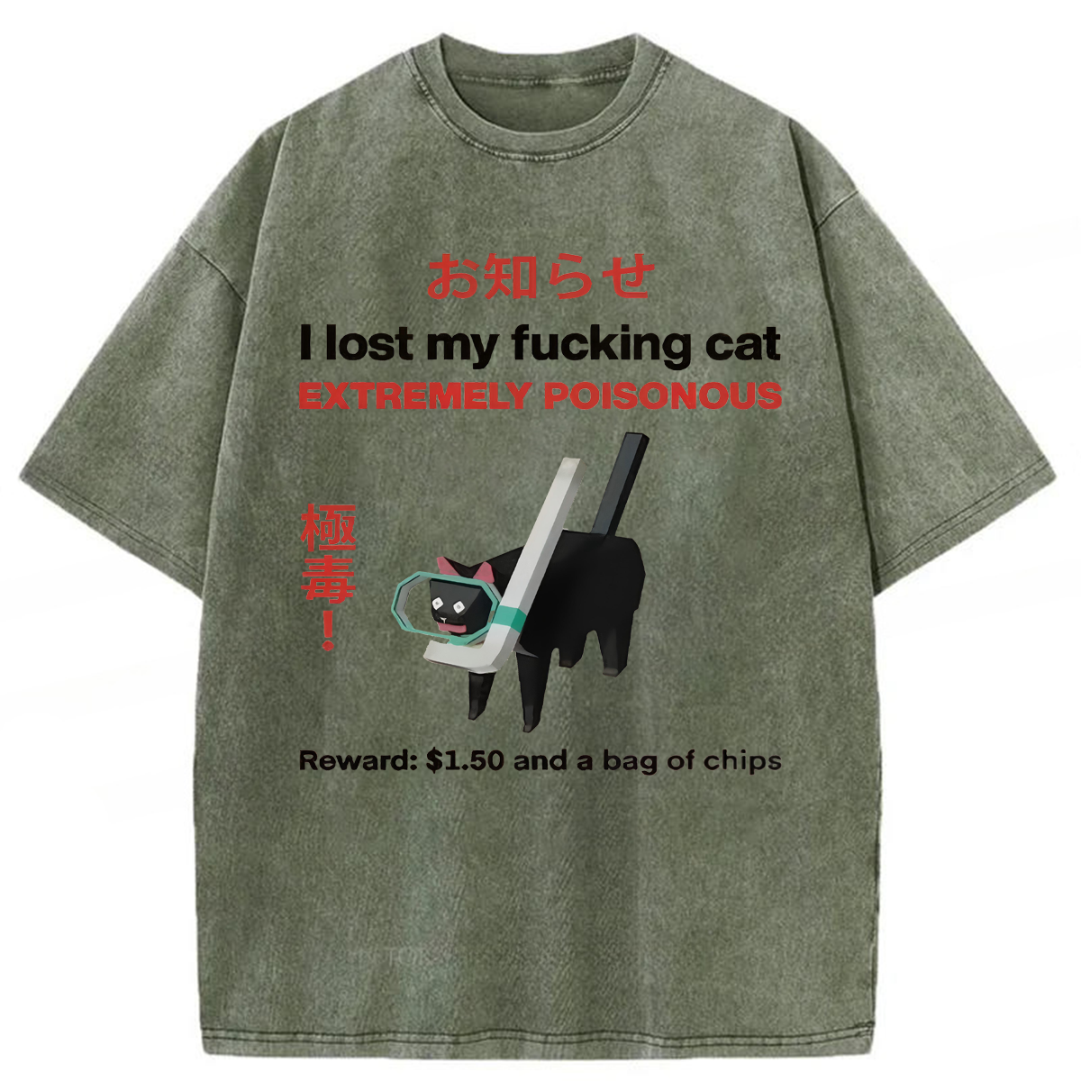 Tokyoviva I Lost My Cat Washed T-shirt