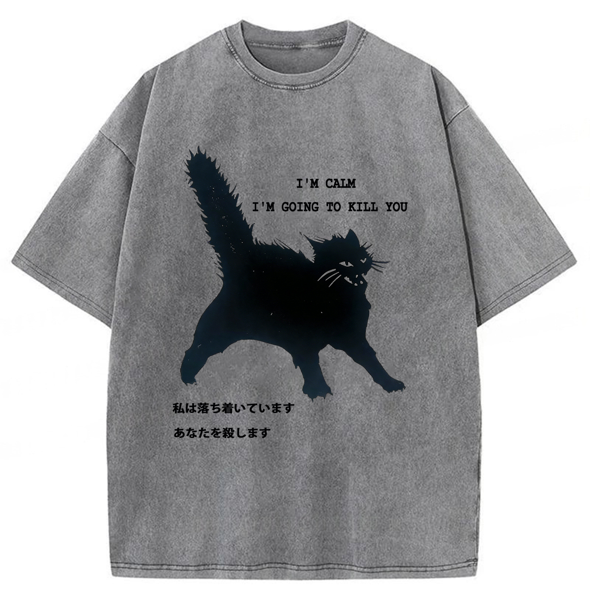 Tokyoviva Calmly Hate Cats Washed T-shirt