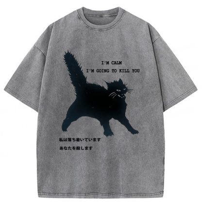 Tokyoviva Calmly Hate Cats Washed T-shirt