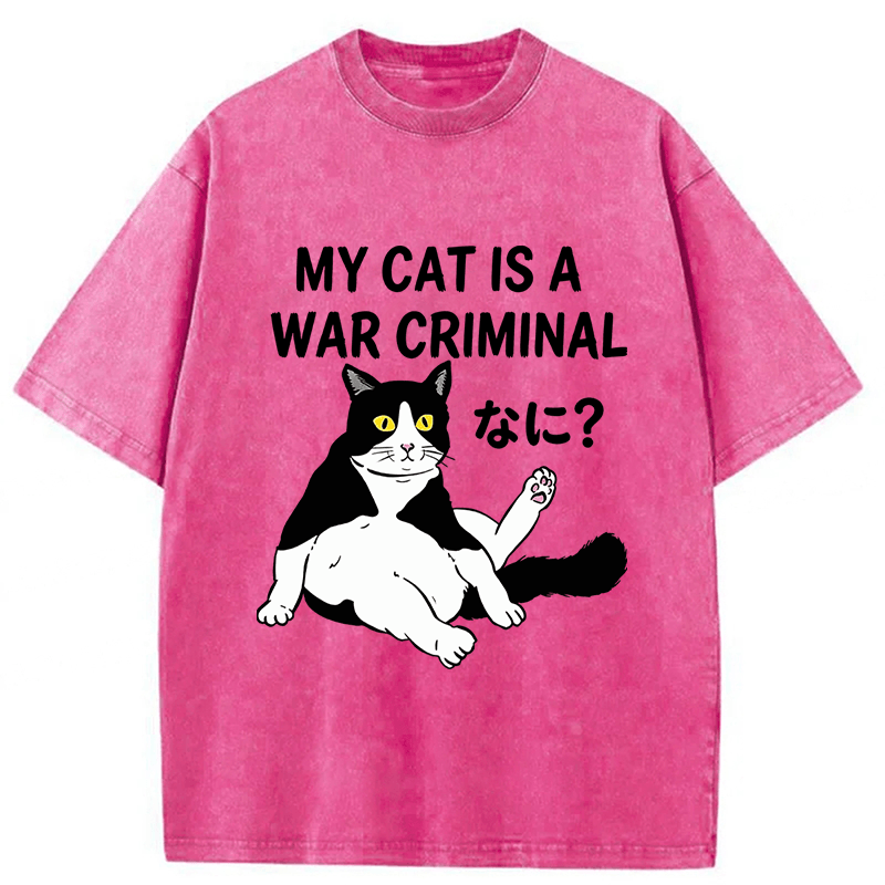 Tokyoviva Cat My Cat Is A War Criminal Washed T-shirt