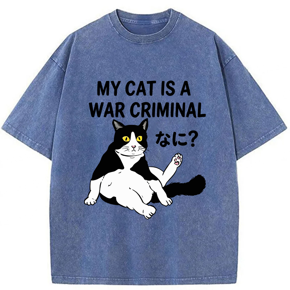 Tokyoviva Cat My Cat Is A War Criminal Washed T-shirt