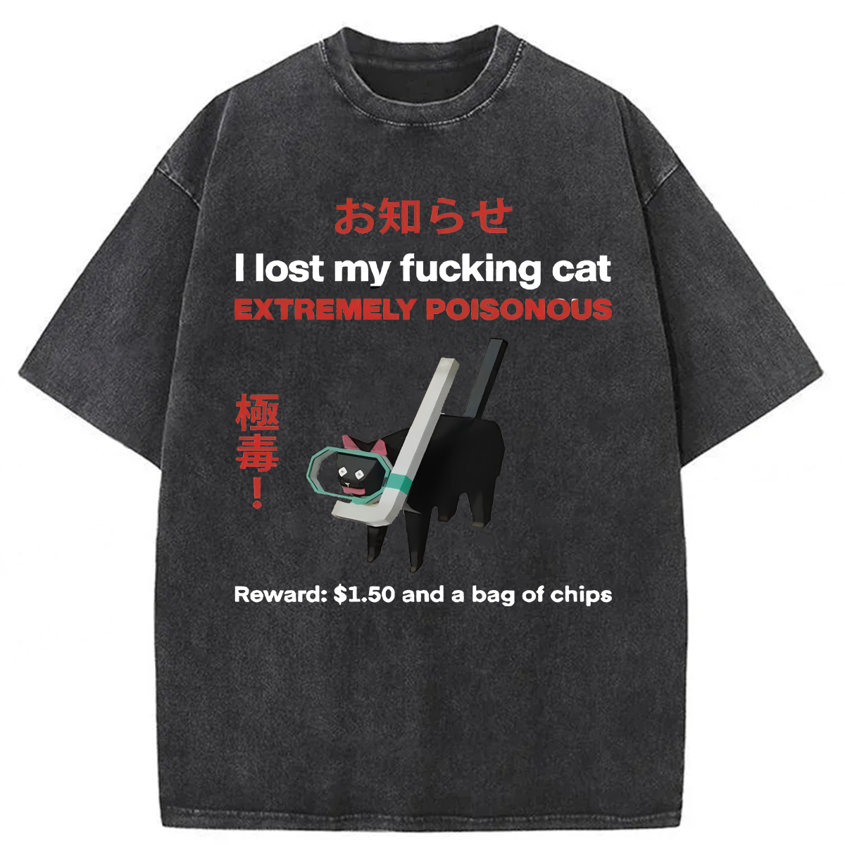Tokyoviva I Lost My Cat Washed T-shirt