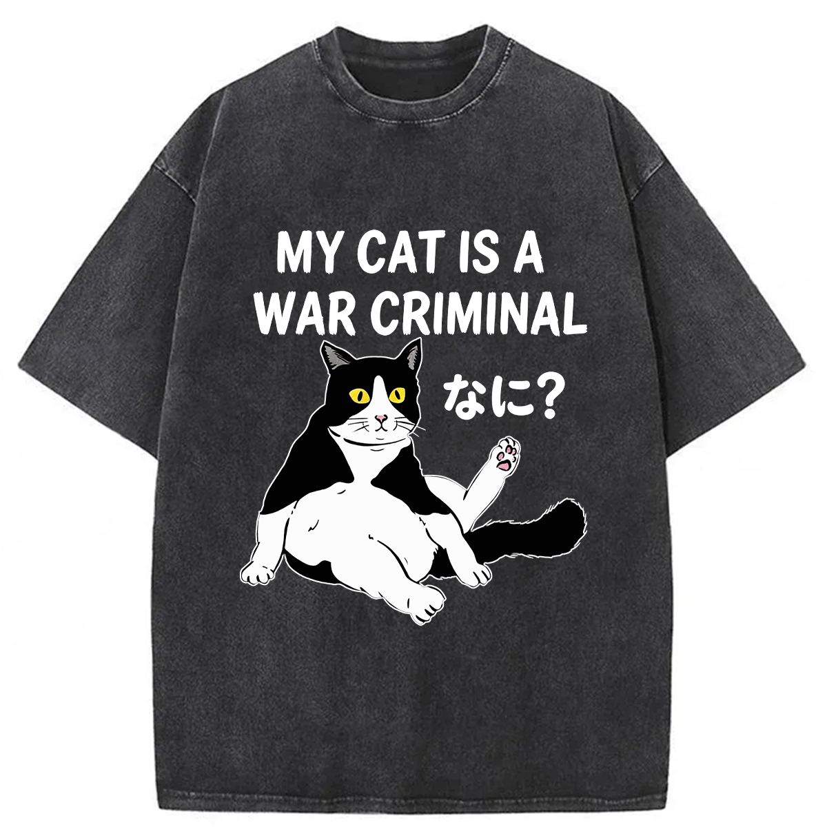 Tokyoviva Cat My Cat Is A War Criminal Washed T-shirt
