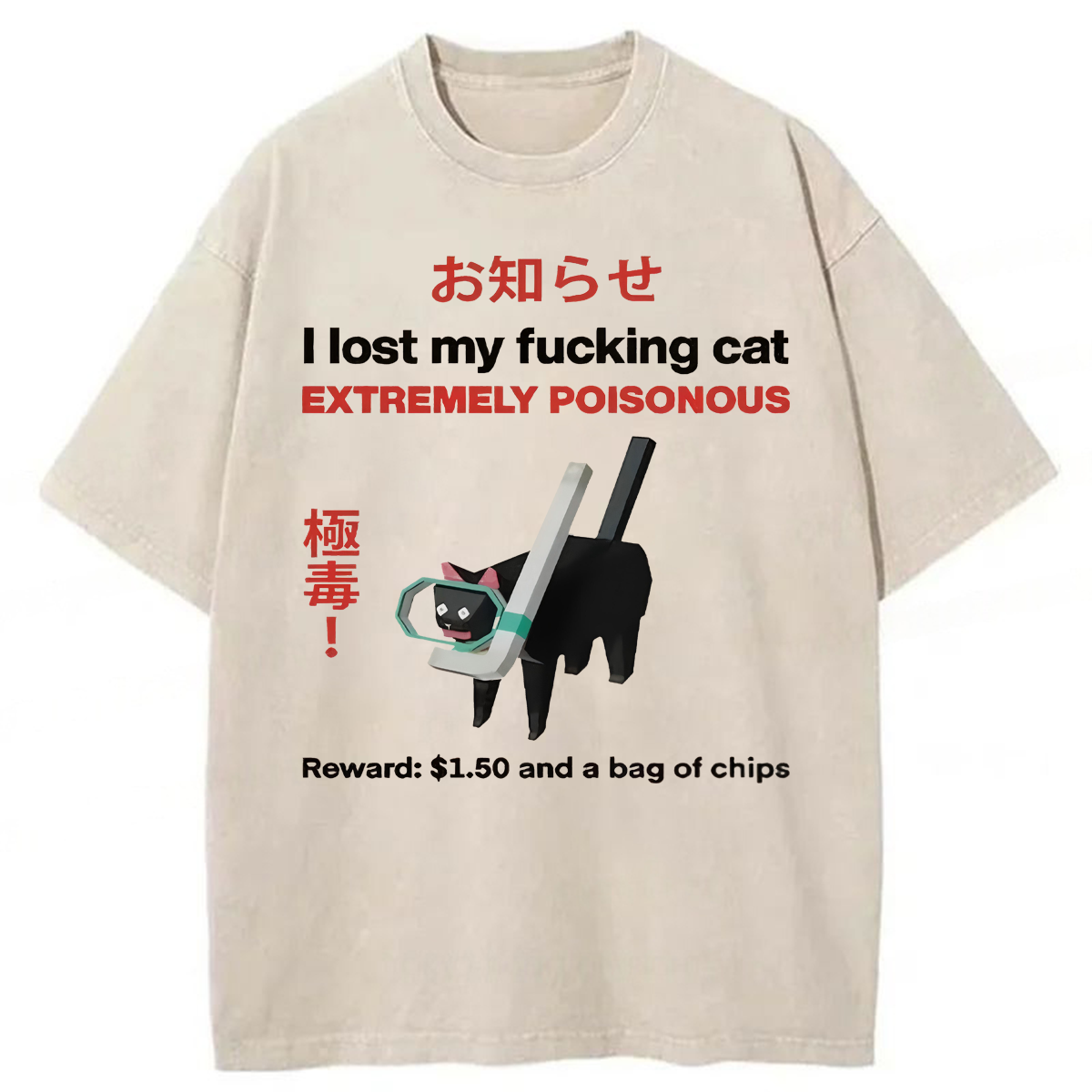 Tokyoviva I Lost My Cat Washed T-shirt