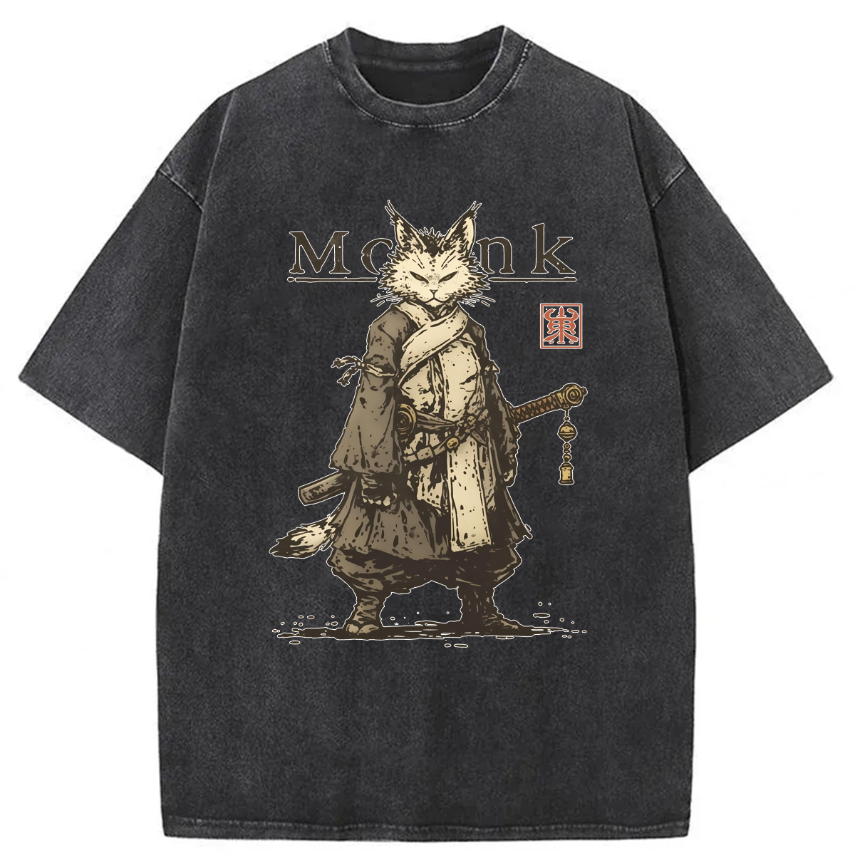 Tokyoviva Monk Cat Washed T-shirt