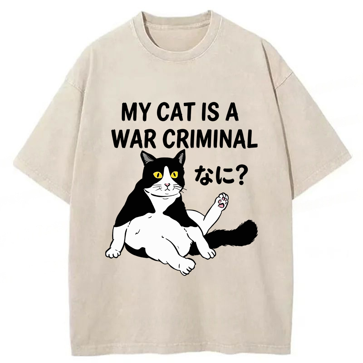 Tokyoviva Cat My Cat Is A War Criminal Washed T-shirt