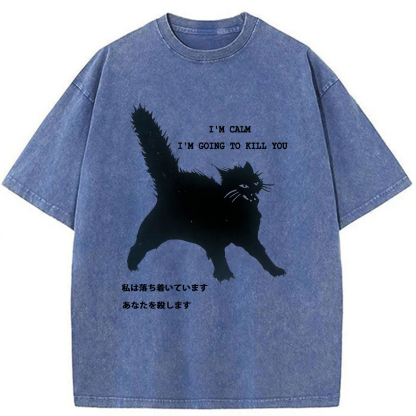 Tokyoviva Calmly Hate Cats Washed T-shirt