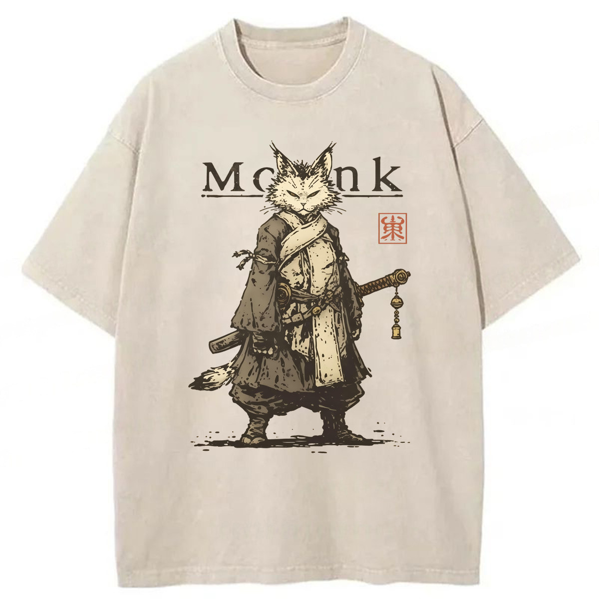 Tokyoviva Monk Cat Washed T-shirt