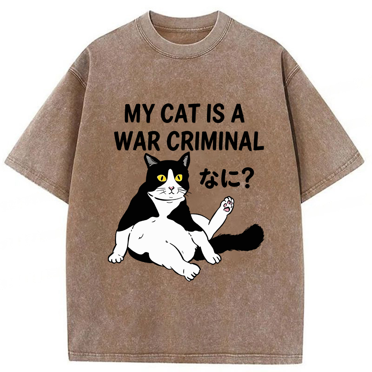 Tokyoviva Cat My Cat Is A War Criminal Washed T-shirt