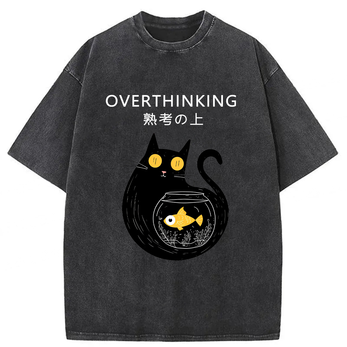 Tokyoviva Overthinking Cat Washed T-shirt