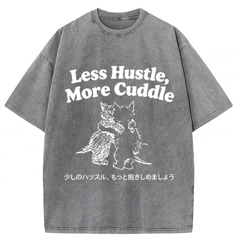Tokyoviva Less Hustle More Cuddle Cat Washed T-shirt