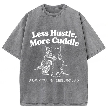 Tokyoviva Less Hustle More Cuddle Cat Washed T-shirt
