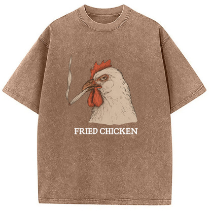 Fried Chicken 420 Smoking Meme Washed T-Shirt