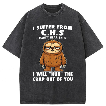 Tokyoviva Sloth Hearing Loss Humor Washed T-shirt