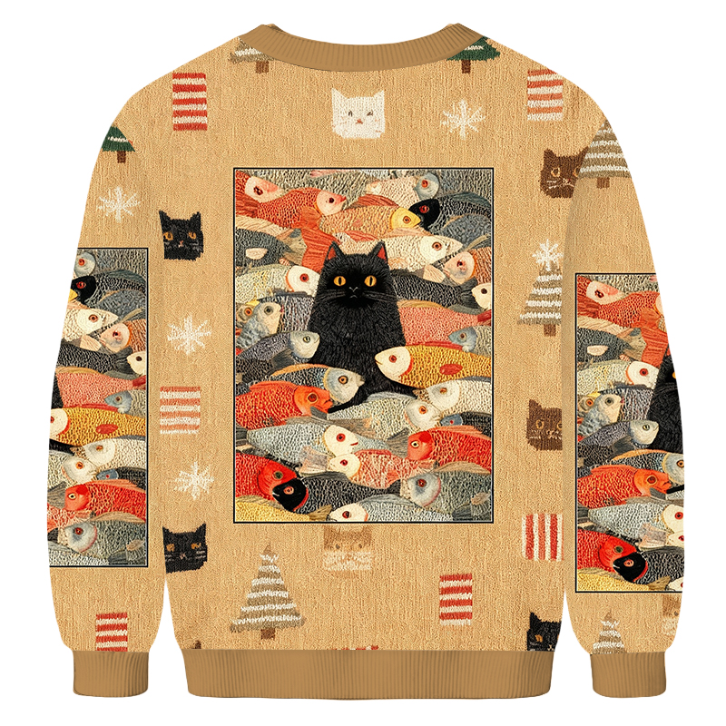 Baddiecat Eyes On What Matters Christmas Ugly Sweatshirt