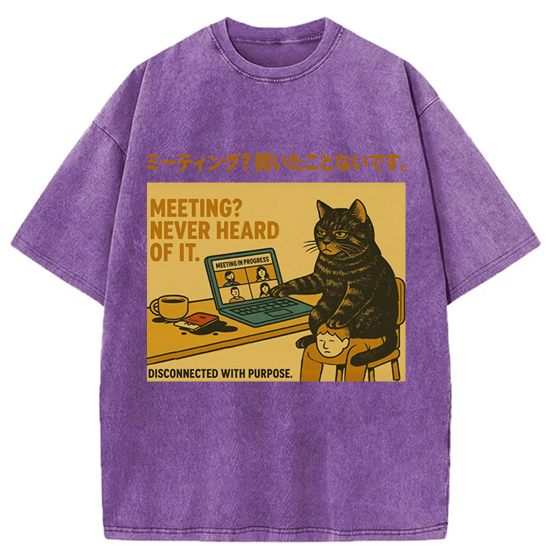 Tokyoviva Cats have never heard of meetings Washed T-shirt