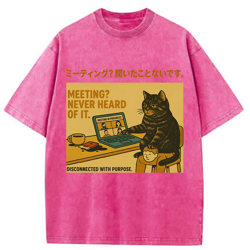 Tokyoviva Cats have never heard of meetings Washed T-shirt
