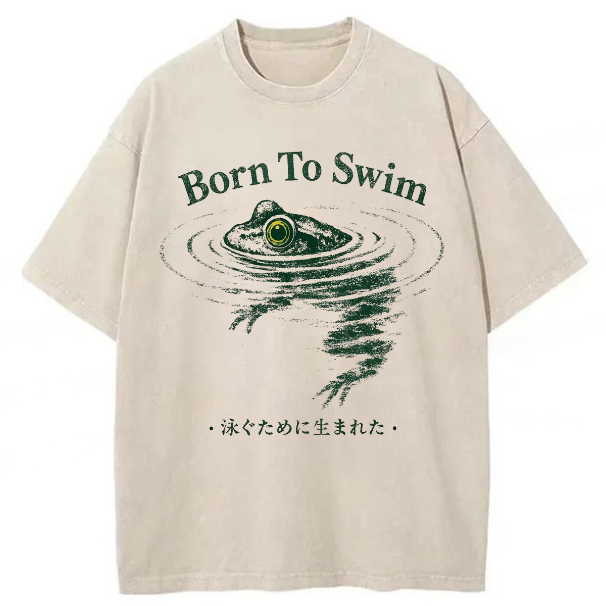 Tokyoviva Frog Swimming Washed T-shirt