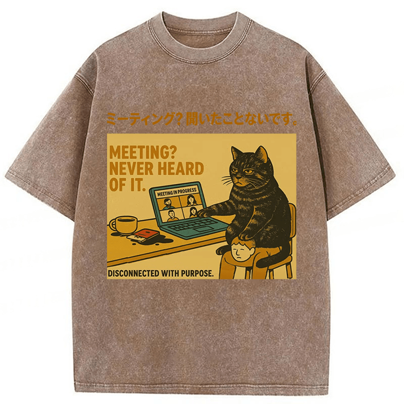 Tokyoviva Cats have never heard of meetings Washed T-shirt