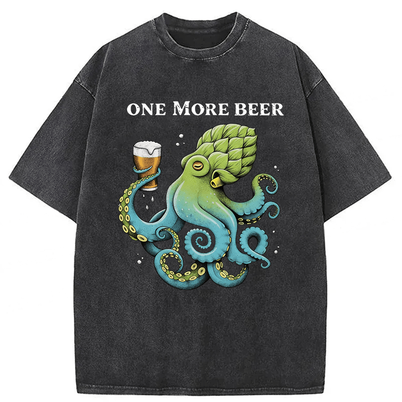 Tokyoviva An Octopus Drinks Beer Washed T-shirt