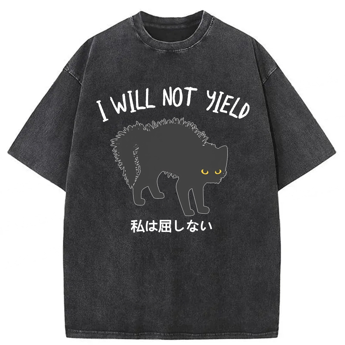 Tokyoviva Funny Text Cat Washed T-shirt