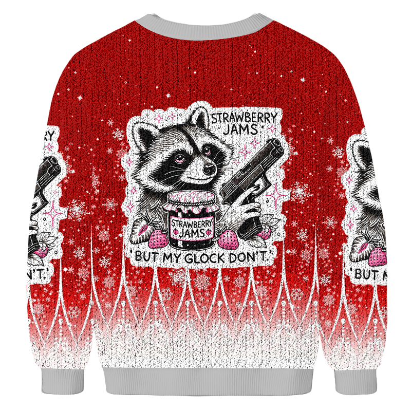 Gun-Wielding Raccoon Fun Christmas Ugly Sweatshirt