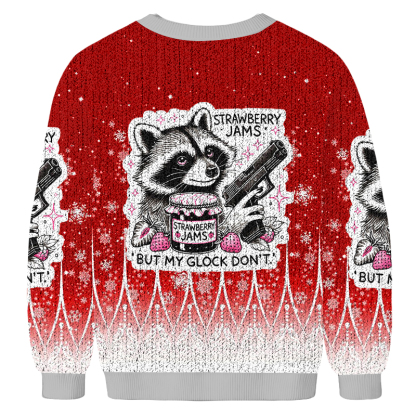 Gun-Wielding Raccoon Fun Christmas Ugly Sweatshirt