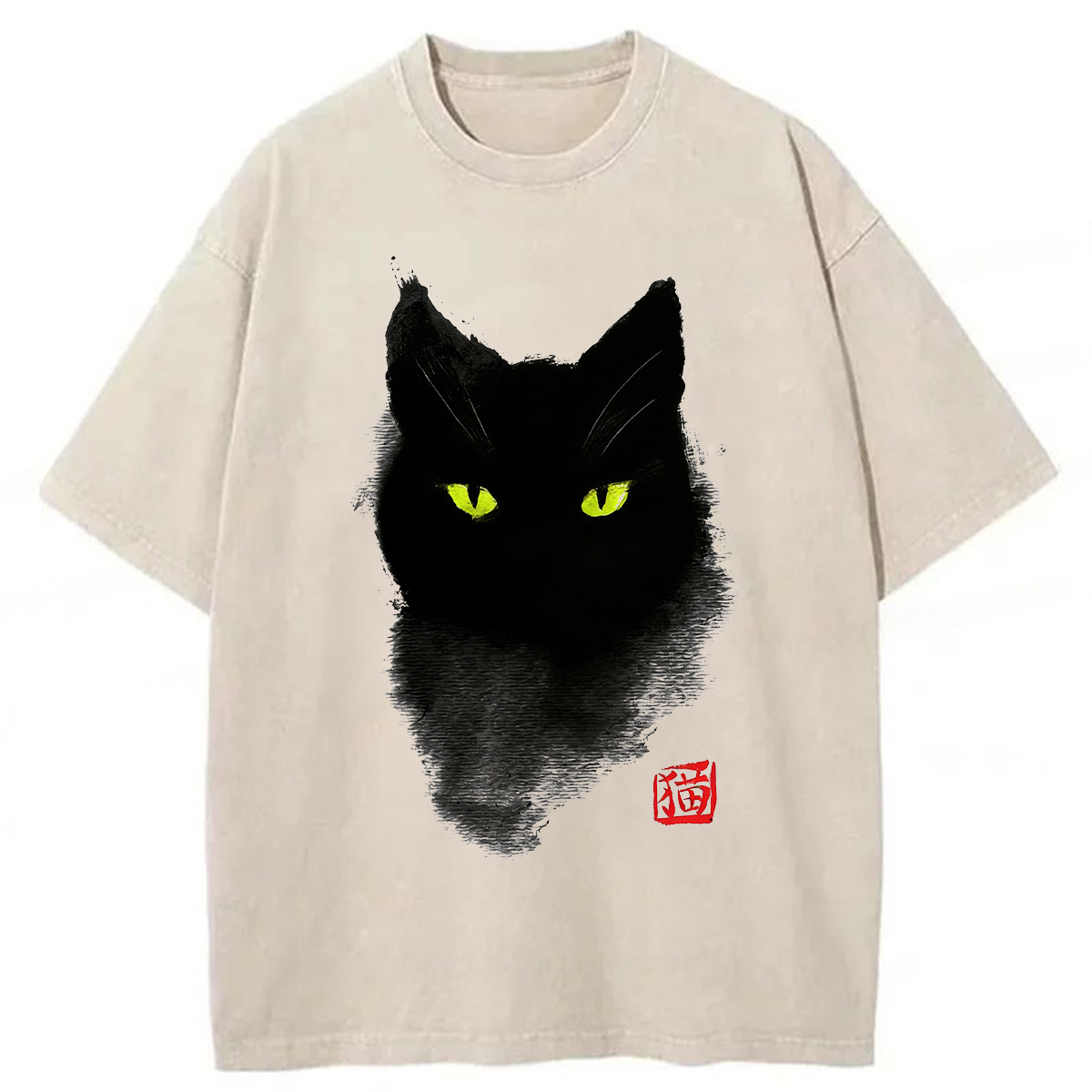 Tokyoviva Black Cat Ink Washed T-shirt