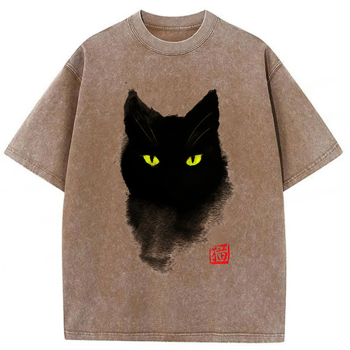 Tokyoviva Black Cat Ink Washed T-shirt