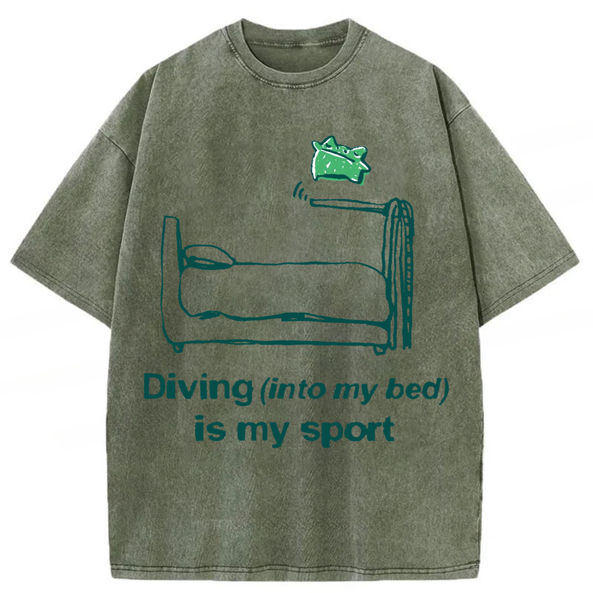 Tokyoviva Frog Diving Into My Bed Is My Sport Washed T-shirt