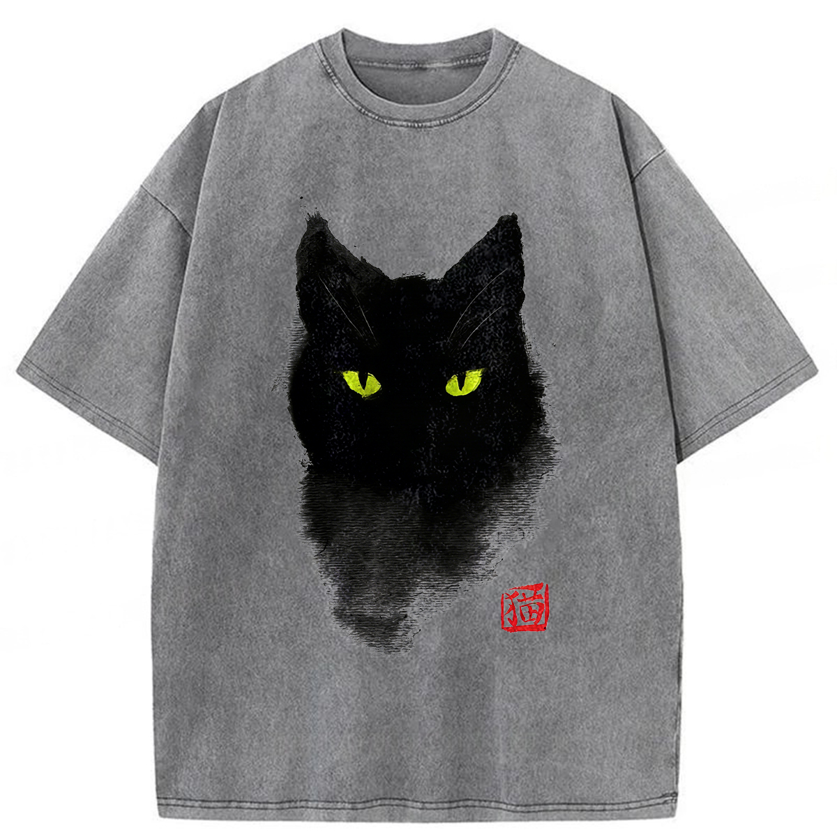 Tokyoviva Black Cat Ink Washed T-shirt
