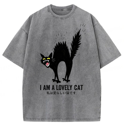 Tokyoviva I Am A Lovely Cat Washed T-Shirt