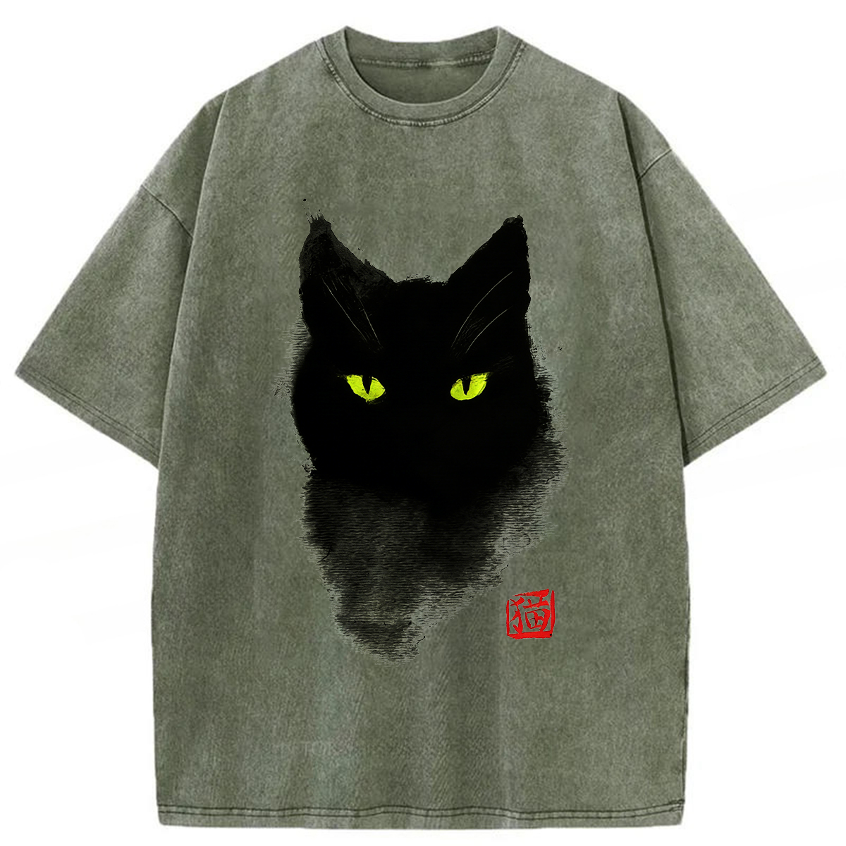 Tokyoviva Black Cat Ink Washed T-shirt
