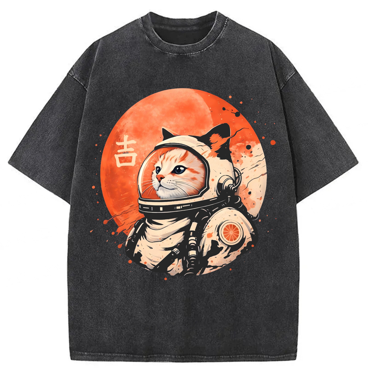 Tokyoviva Space Cat Good Luck Washed T-shirt