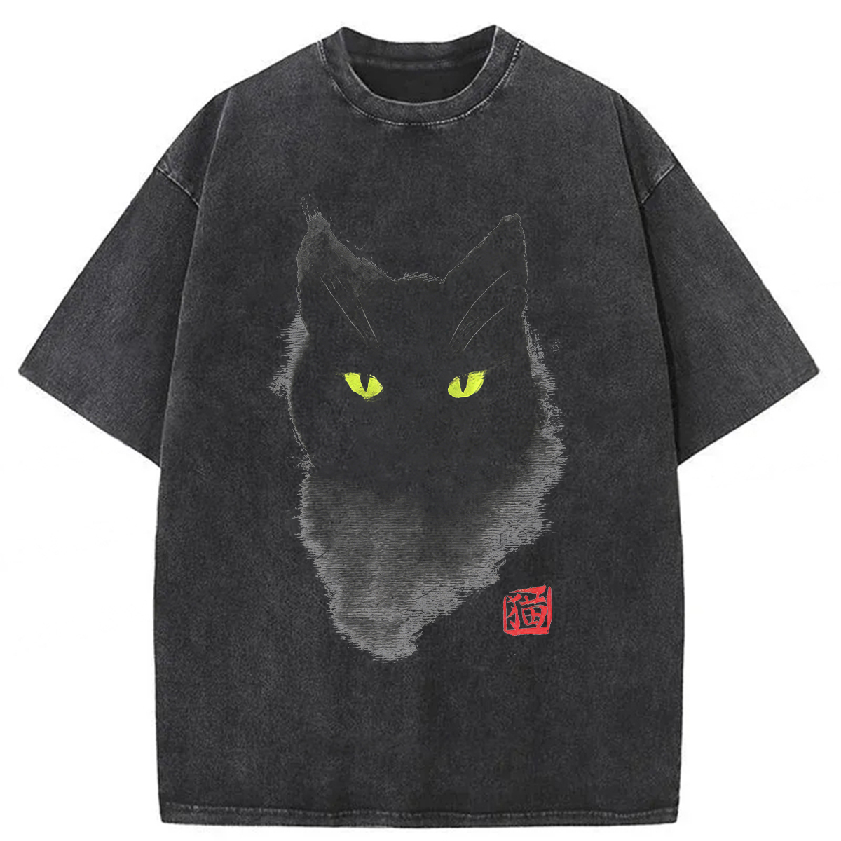 Tokyoviva Black Cat Ink Washed T-shirt